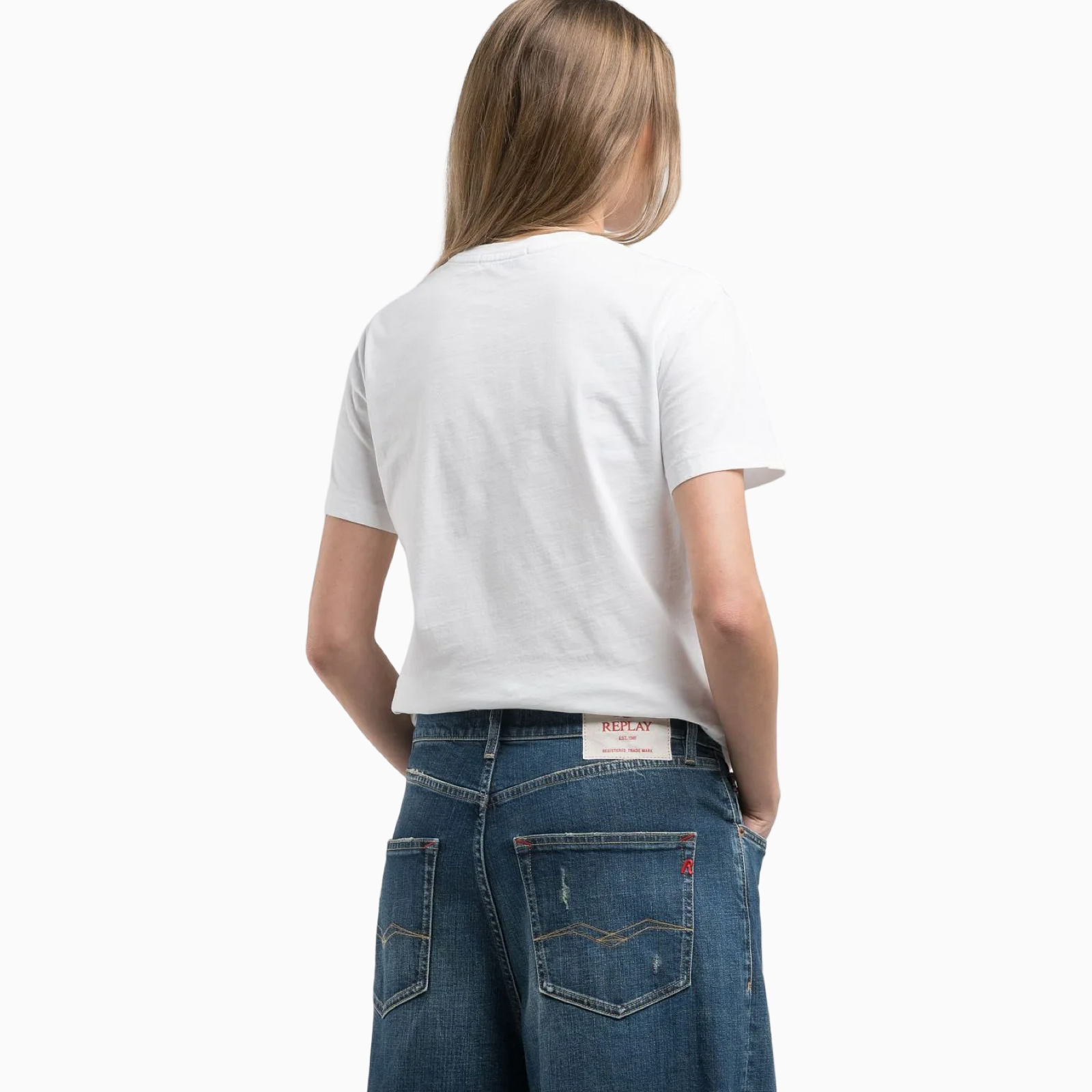 Дамска бяла тениска Replay Women T-shirt W3566B.000.2660 Back View