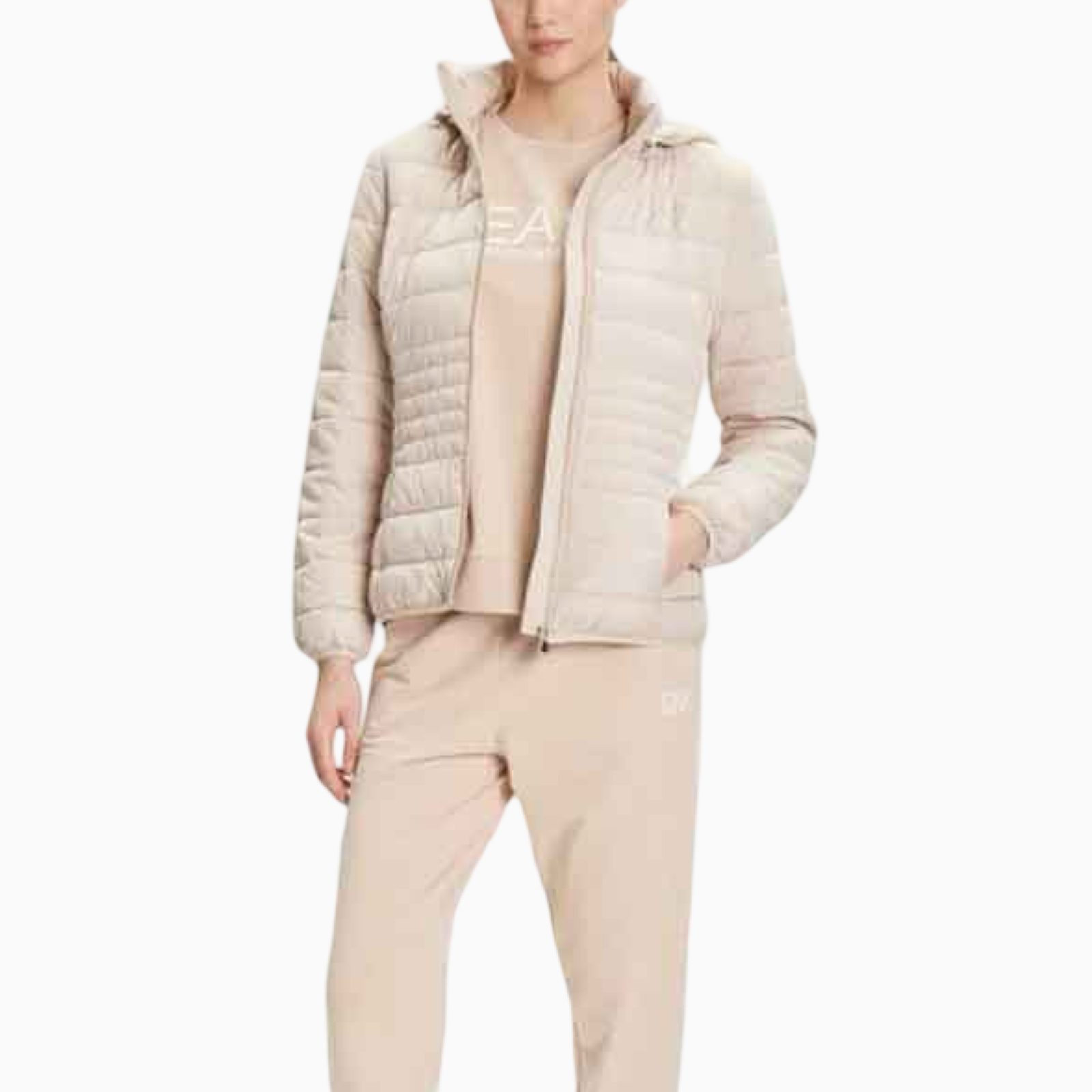 Дамско бежово пухено яке EA7 Emporio Armani Puffer Jacket 8NTB23 TNF8Z Front View