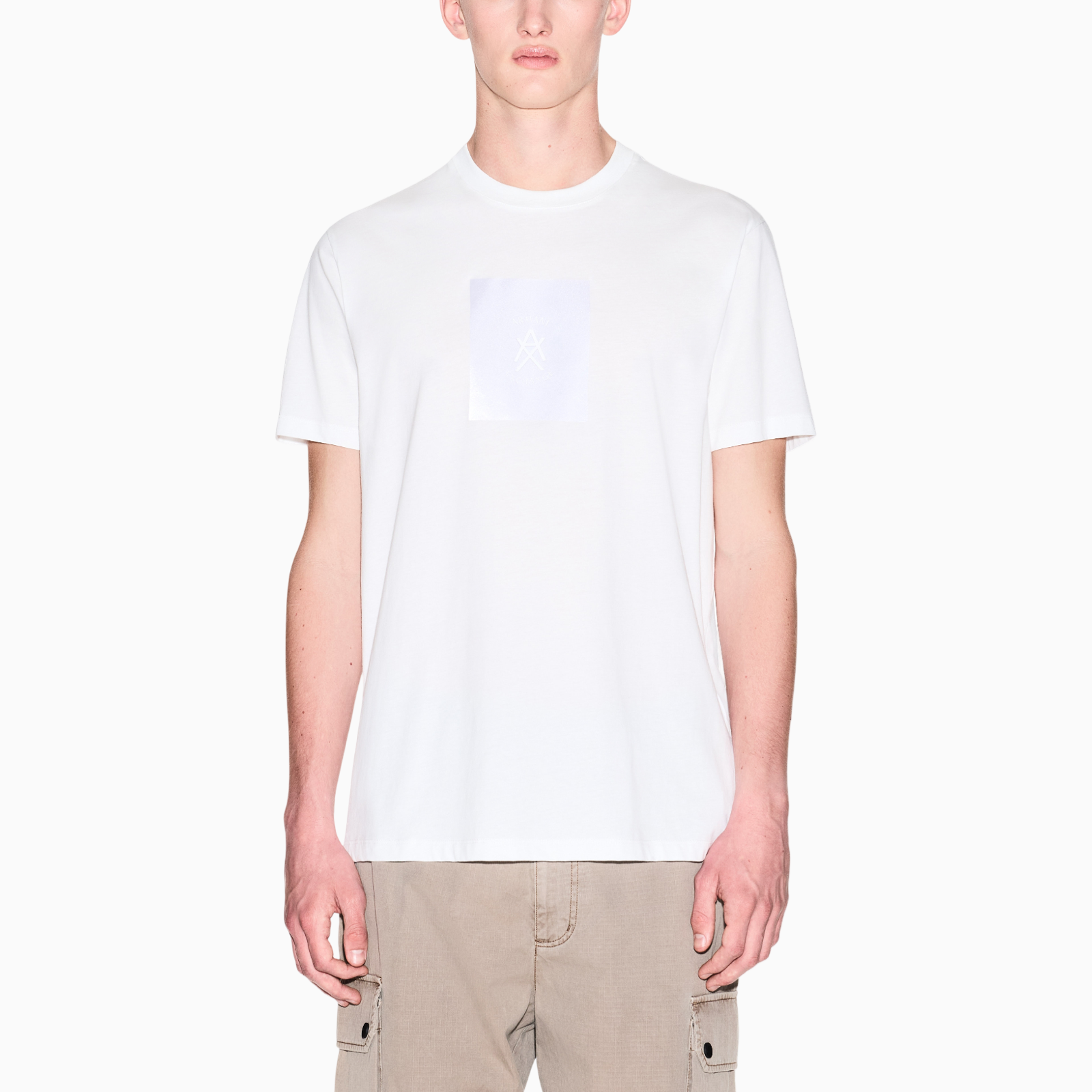 Мъжка бяла тениска Armani Exchange Men T-shirt XM002213 AF10356 U0009 Front View