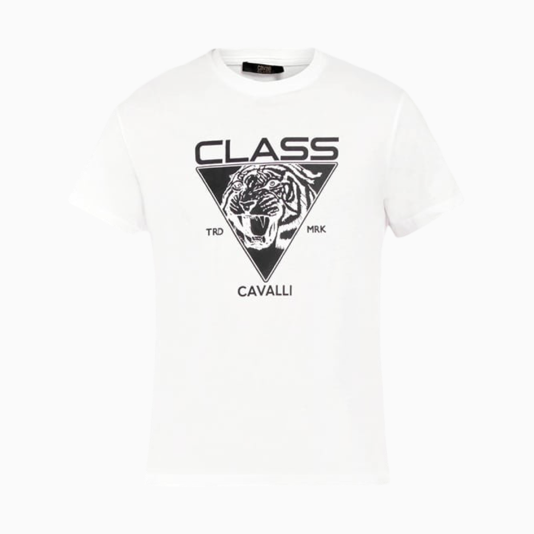 Мъжка бяла тениска Cavalli Class CLL2MTS01