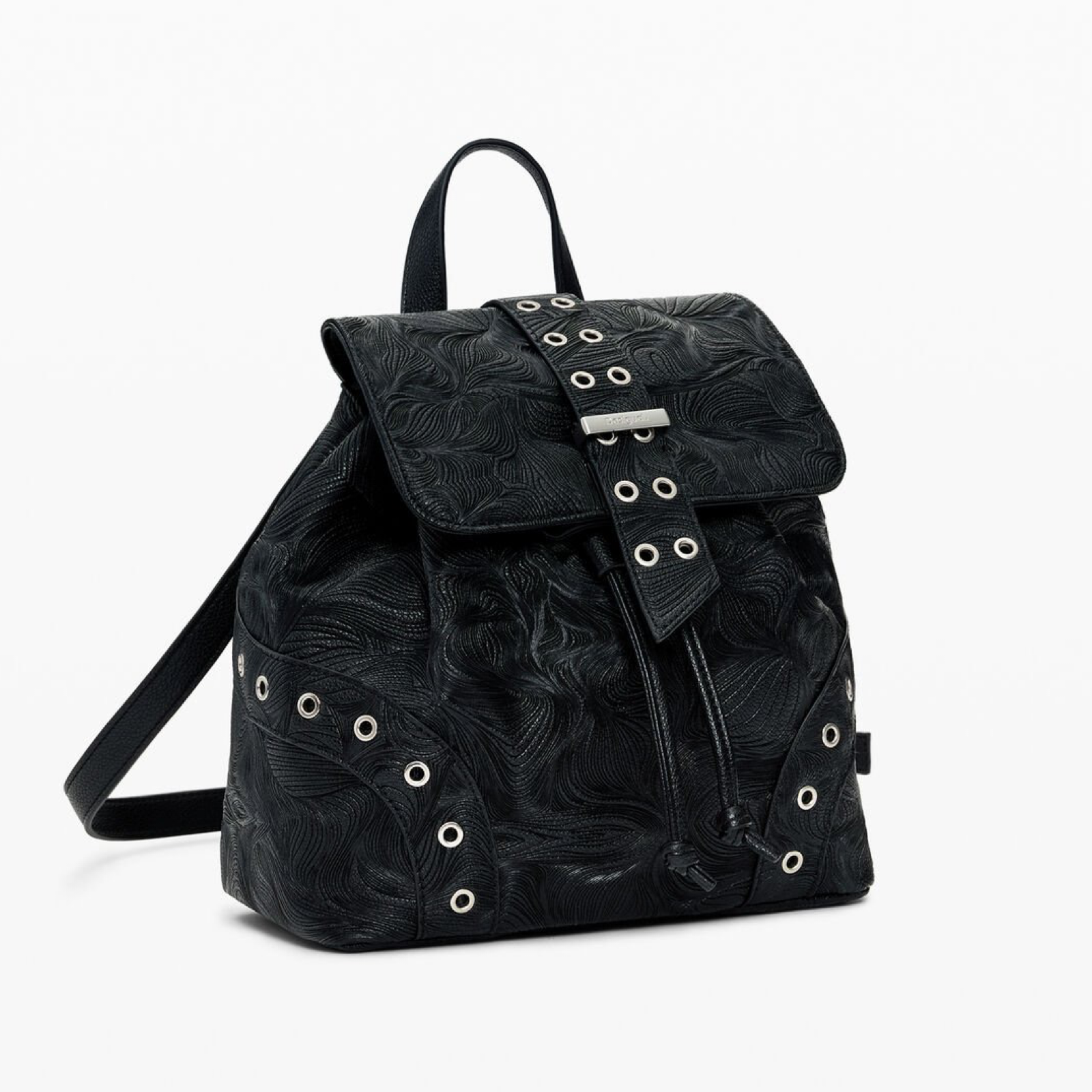 Дамска черна раница Desigual Women Rucksack 26SAKP04 2000U Side View