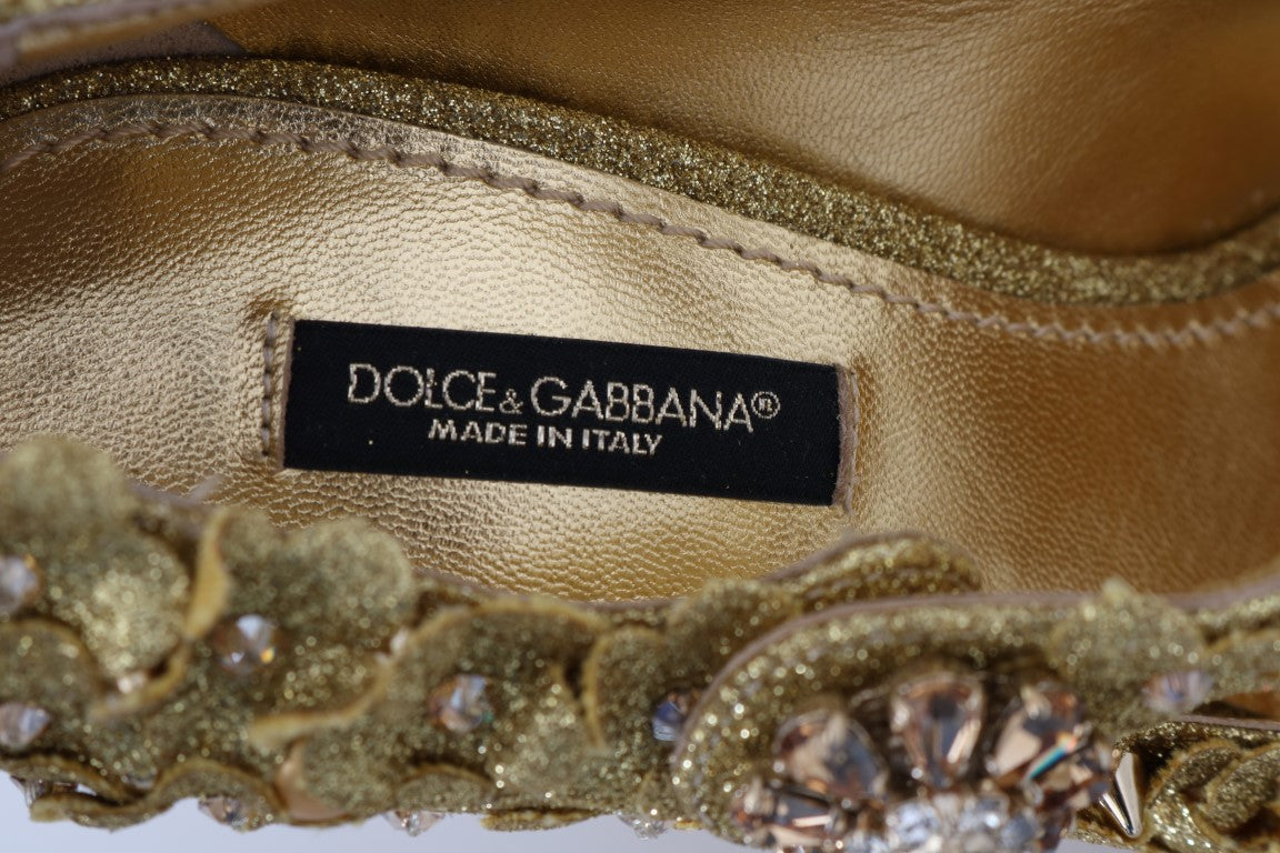 Dolce & Gabbana Златни флорални и кристални помпи