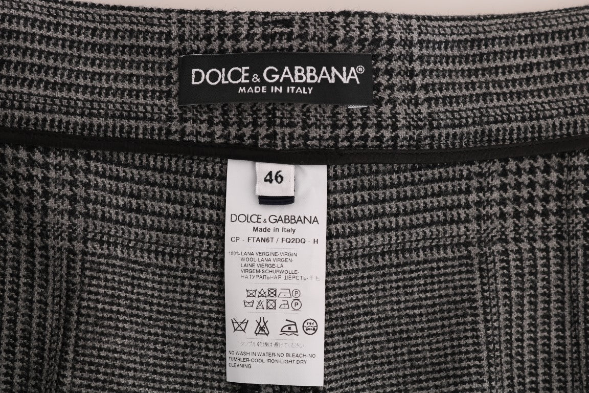 Dolce & Gabbana Елегантен сив кариран вълнен панталон Капри