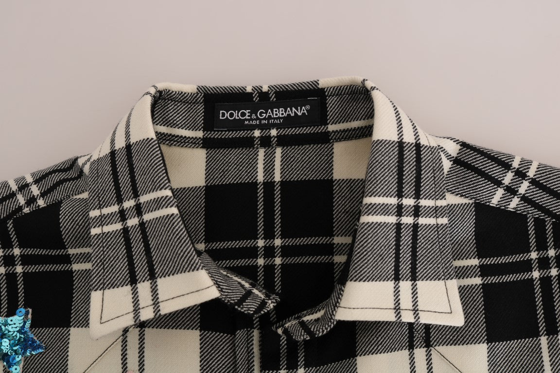 Карирана вълнена риза с омагьосани пайети Dolce & Gabbana