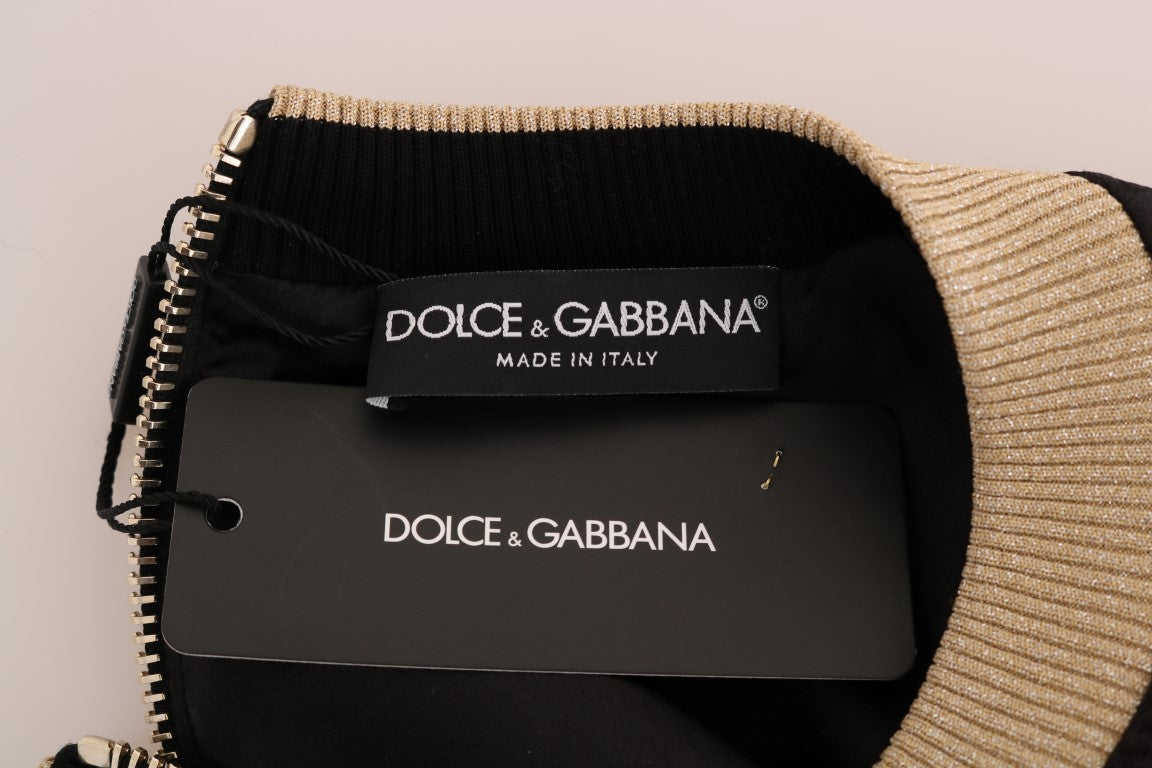 Черен брокатен пуловер с омагьосани пайети Dolce & Gabbana