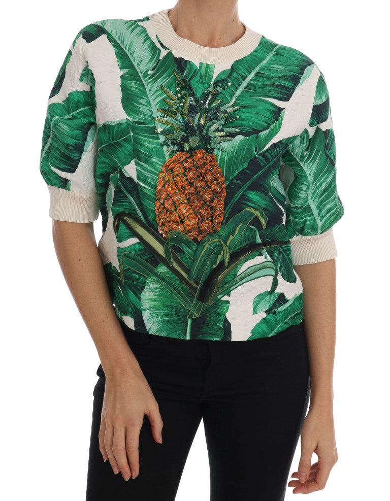 Тропически пуловер с пайети Dolce & Gabbana - Lush Greenery Edition