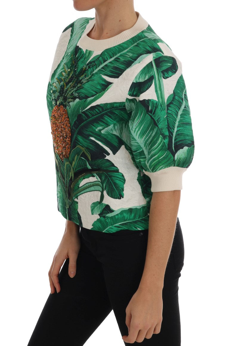 Тропически пуловер с пайети Dolce & Gabbana - Lush Greenery Edition