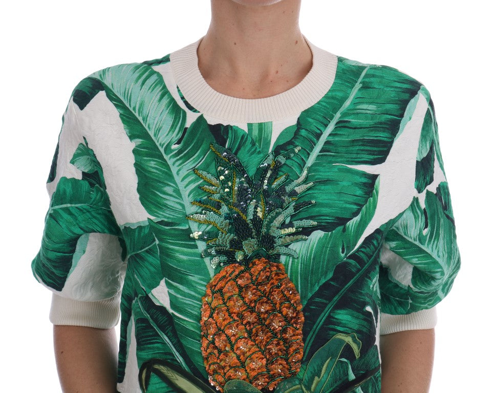Тропически пуловер с пайети Dolce & Gabbana - Lush Greenery Edition