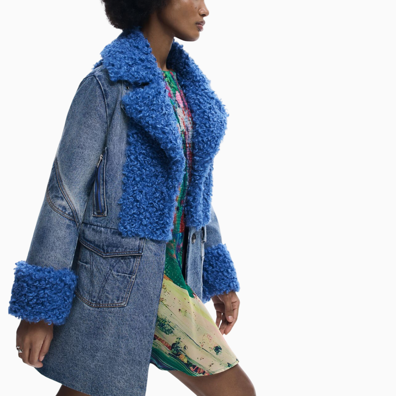 Дамско дънково палто Desigual Women Denim Coat 26SWEWX1 2051 Side View