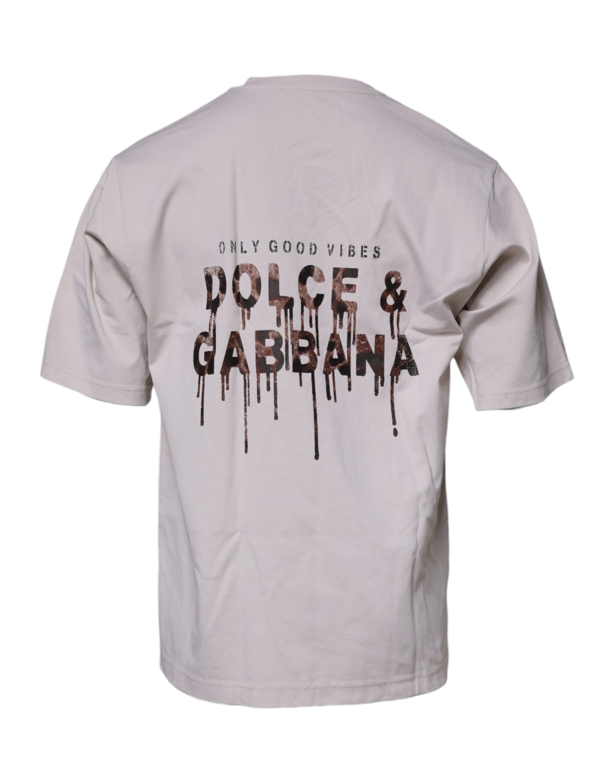 Тениска Dolce & Gabbana Beige DG с кръгло деколте и къси ръкави