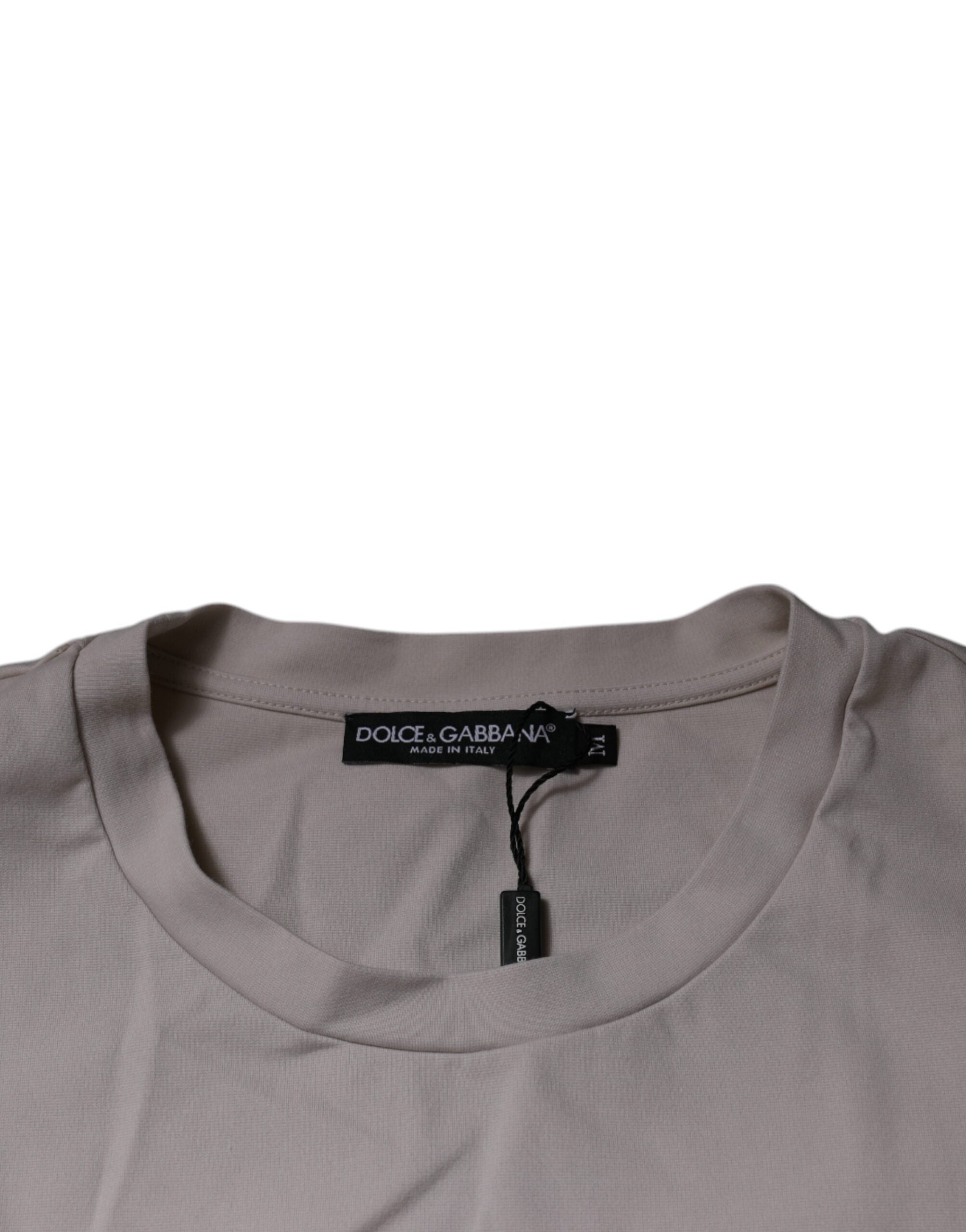 Тениска Dolce & Gabbana Beige DG с кръгло деколте и къси ръкави