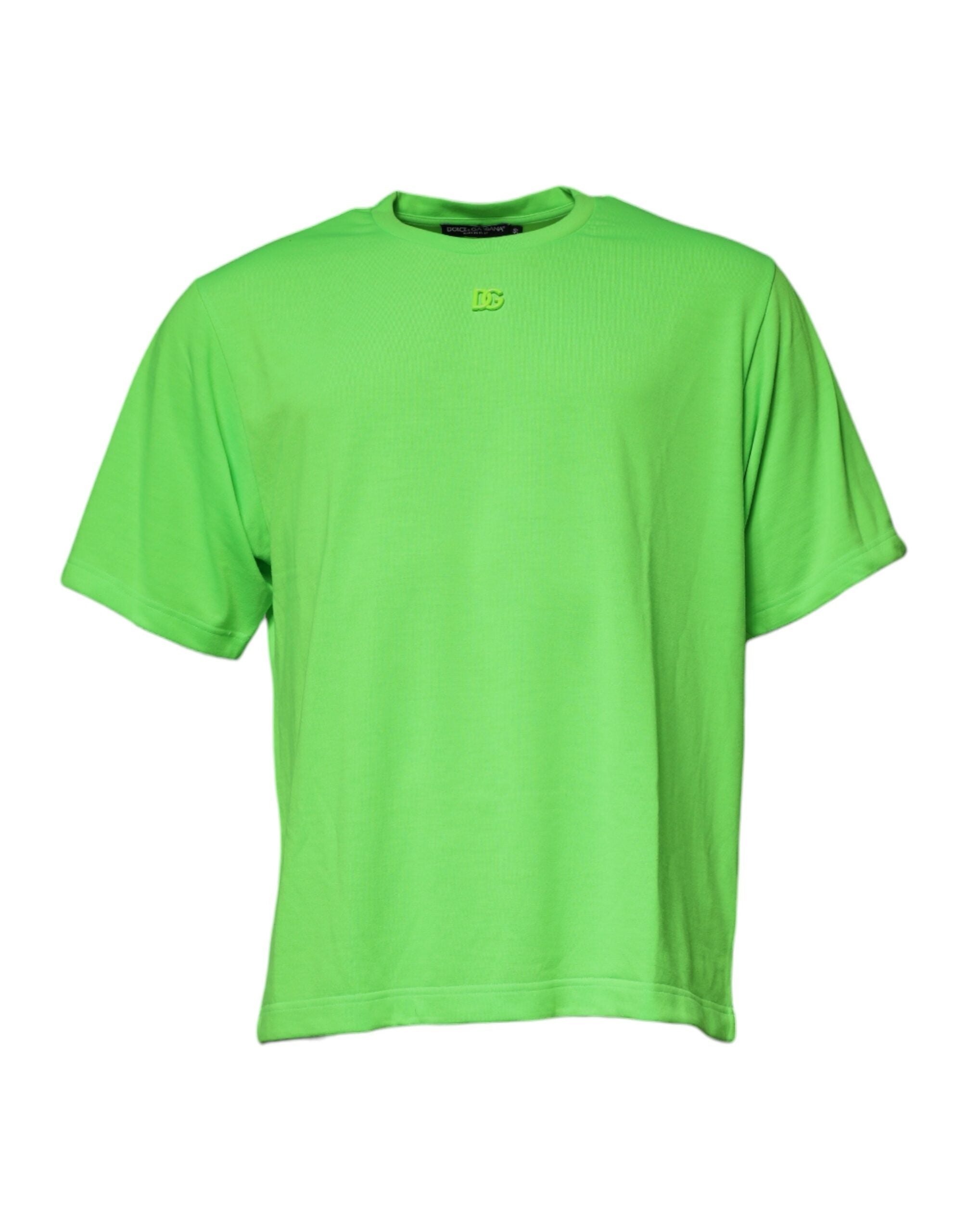 Памучна тениска с кръгло деколте с лого Dolce & Gabbana Green DG