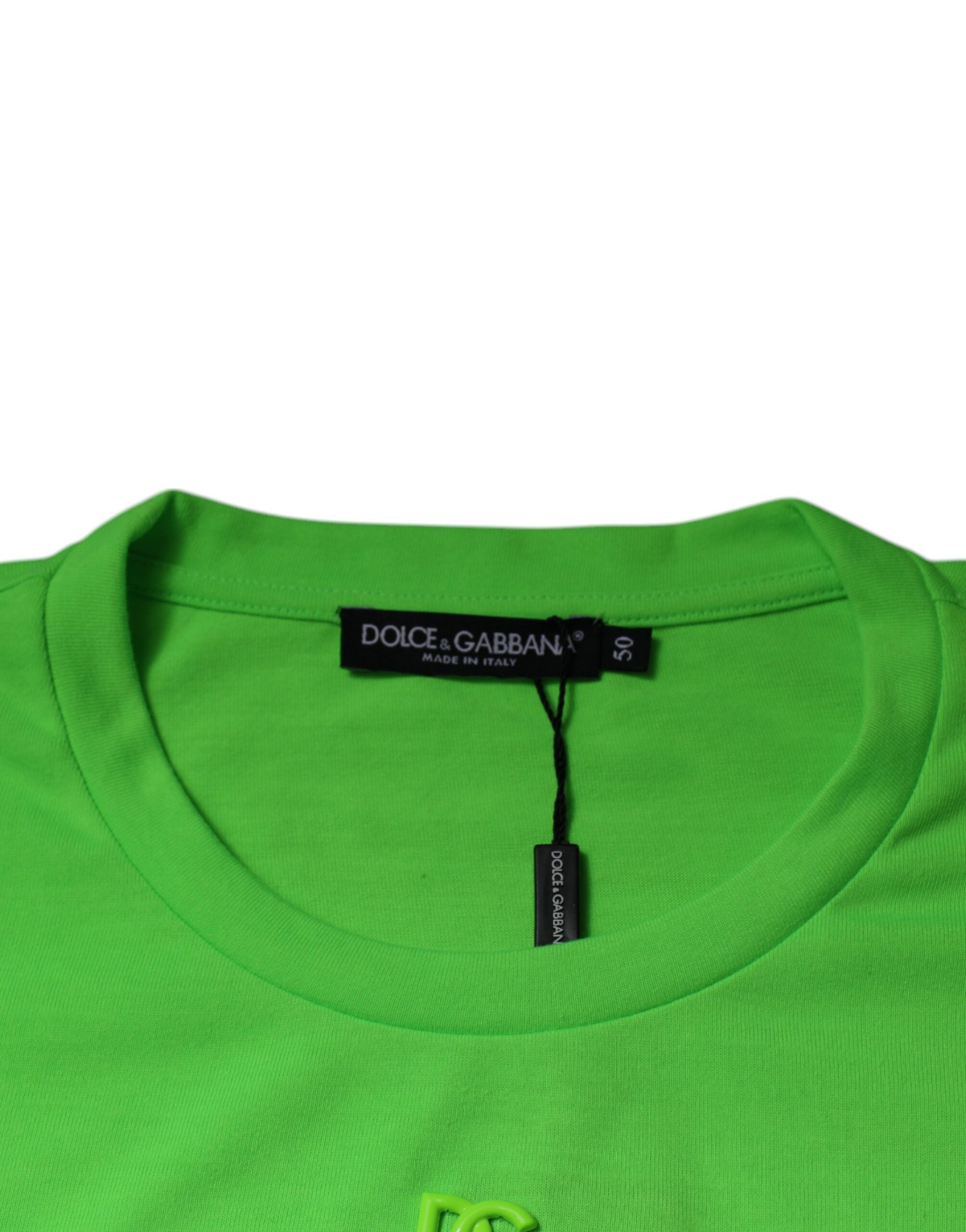 Памучна тениска с кръгло деколте с лого Dolce & Gabbana Green DG