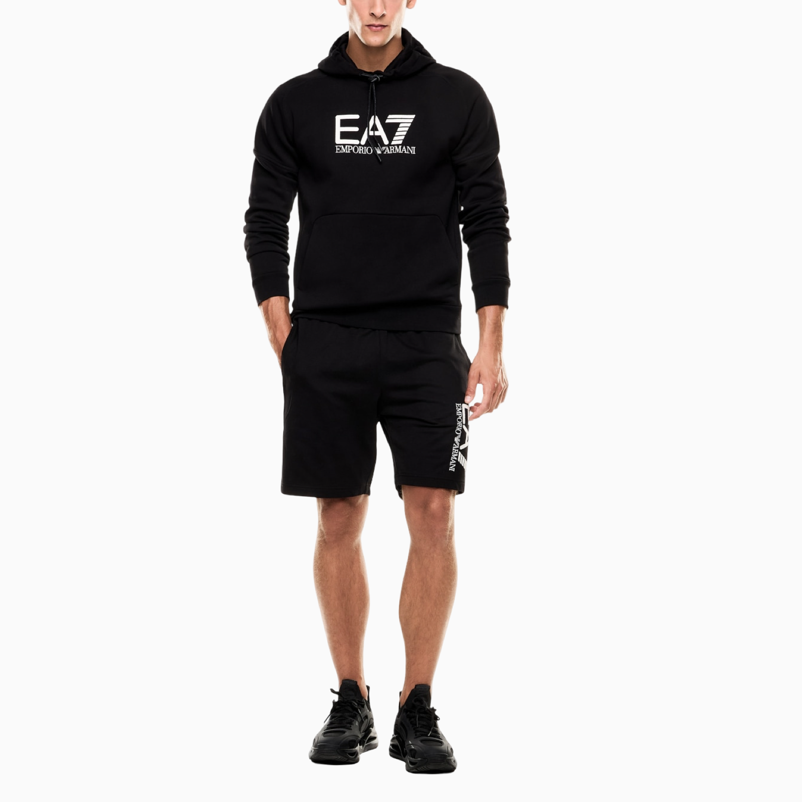 Мъжко черно худи EA7 Emporio Armani Men Hooded Sweatshirt 7M000909 AF10377 Front View