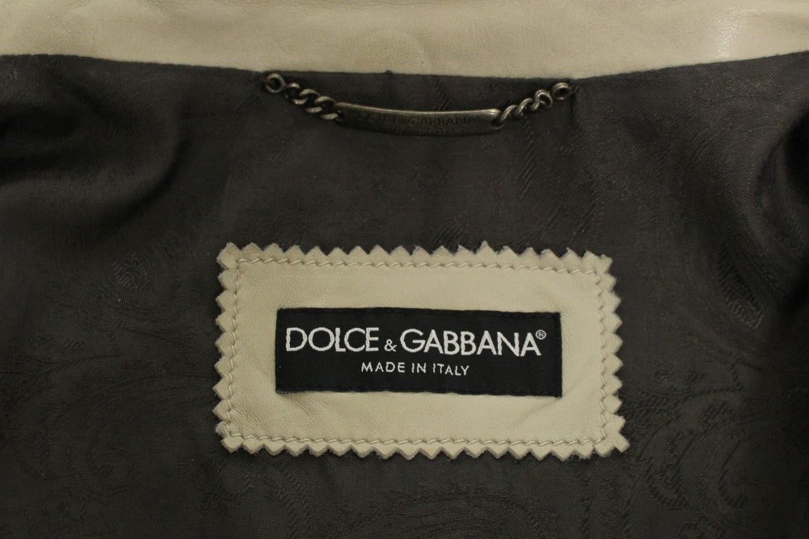 Dolce & Gabbana Елегантно бежово яке от агнешка кожа