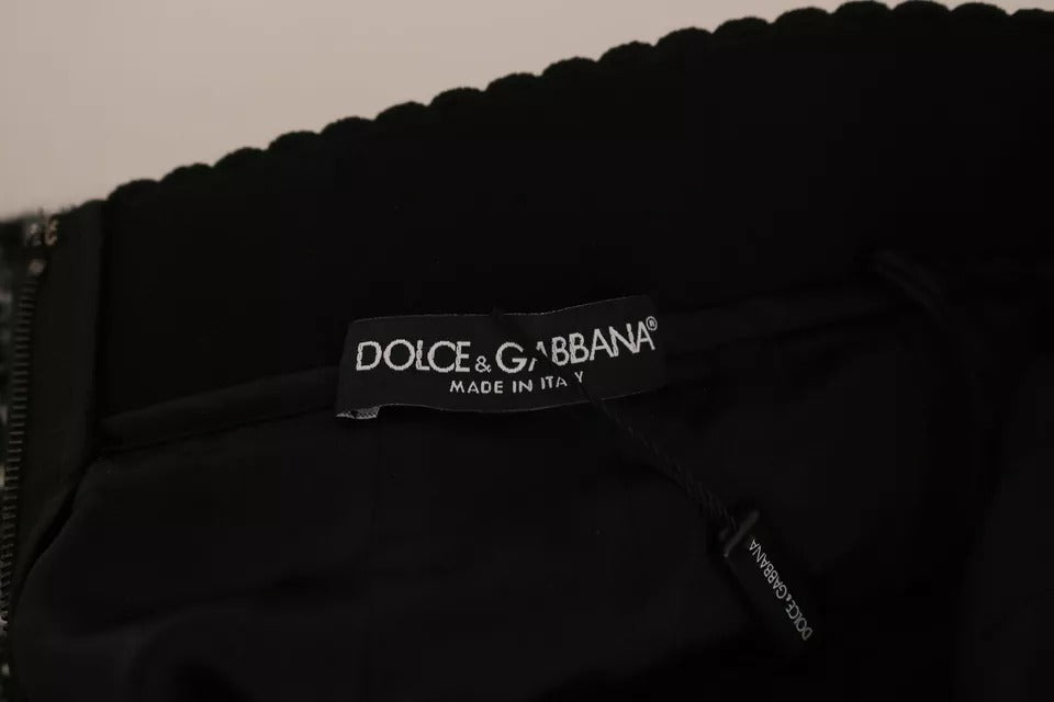 Dolce & Gabbana черна карирана вълнена мини пола с волани