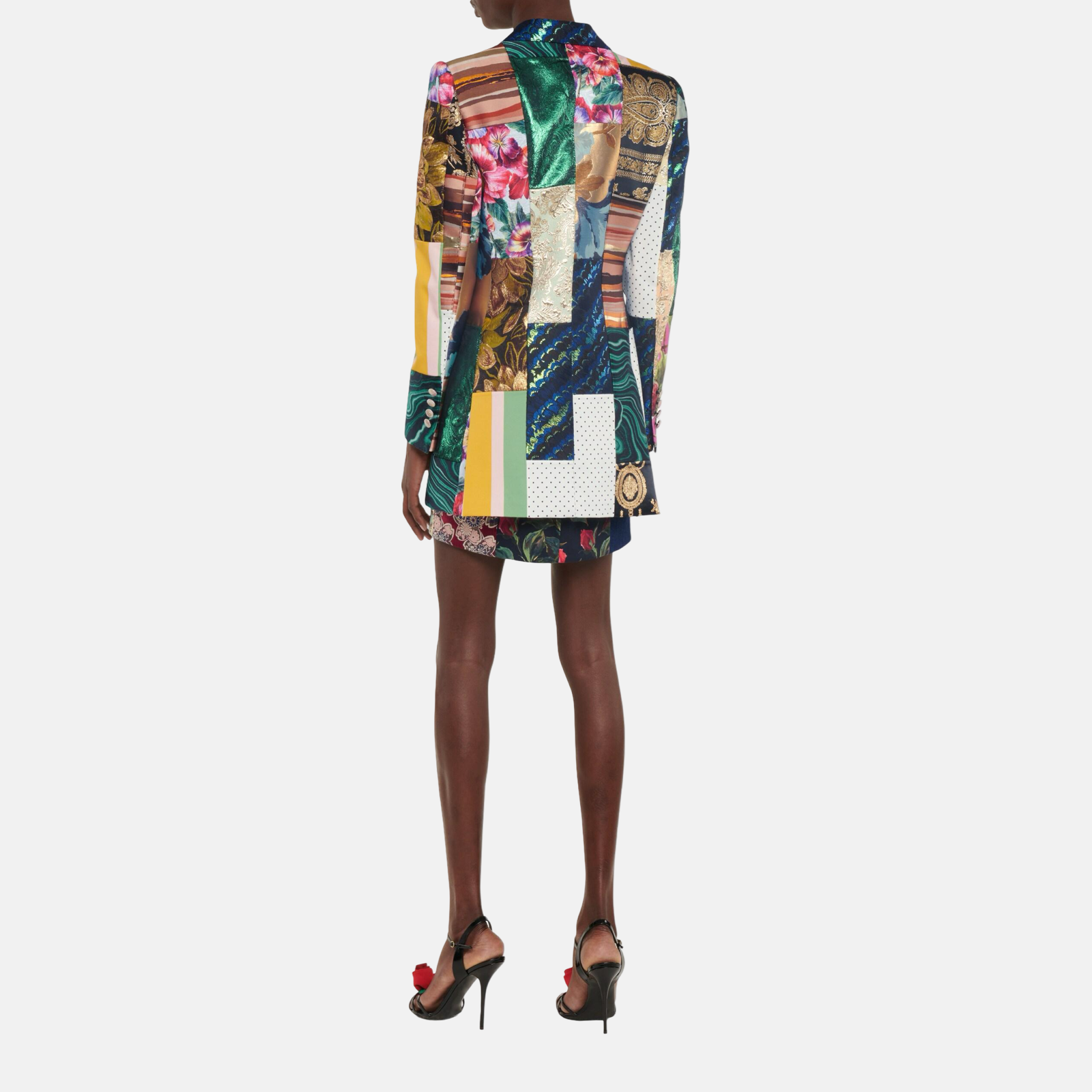 Dolce & Gabbana Floral Patchwork Jacquard Women Blazer F29JET GDX75 S9000 Back View