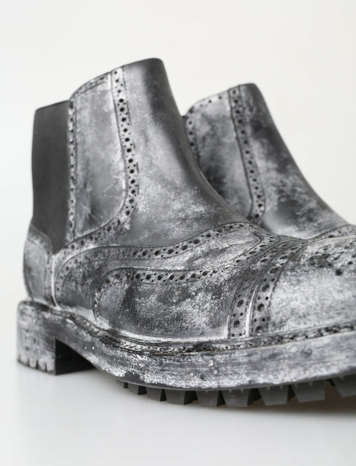 Dolce & Gabbana Black Faded Chelsea Ankle Boots Close-Up