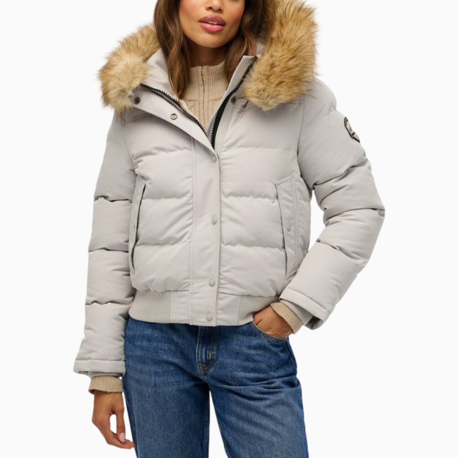 Дамско сиво яке Superdry Everest Women Jacket W5011785A Front View
