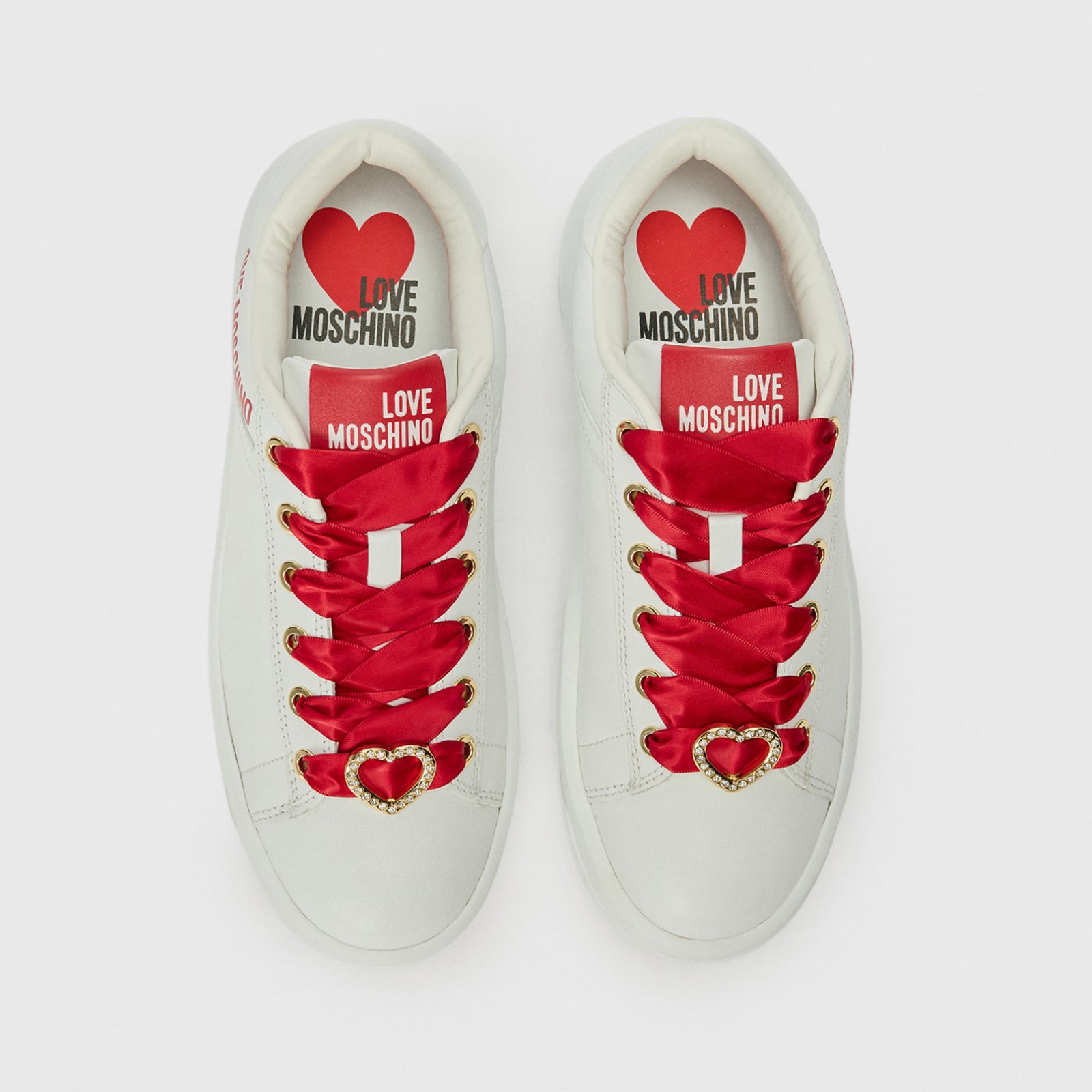 Дамски бели кецове Love Moschino Women Sneakers JA15165G1N Top View