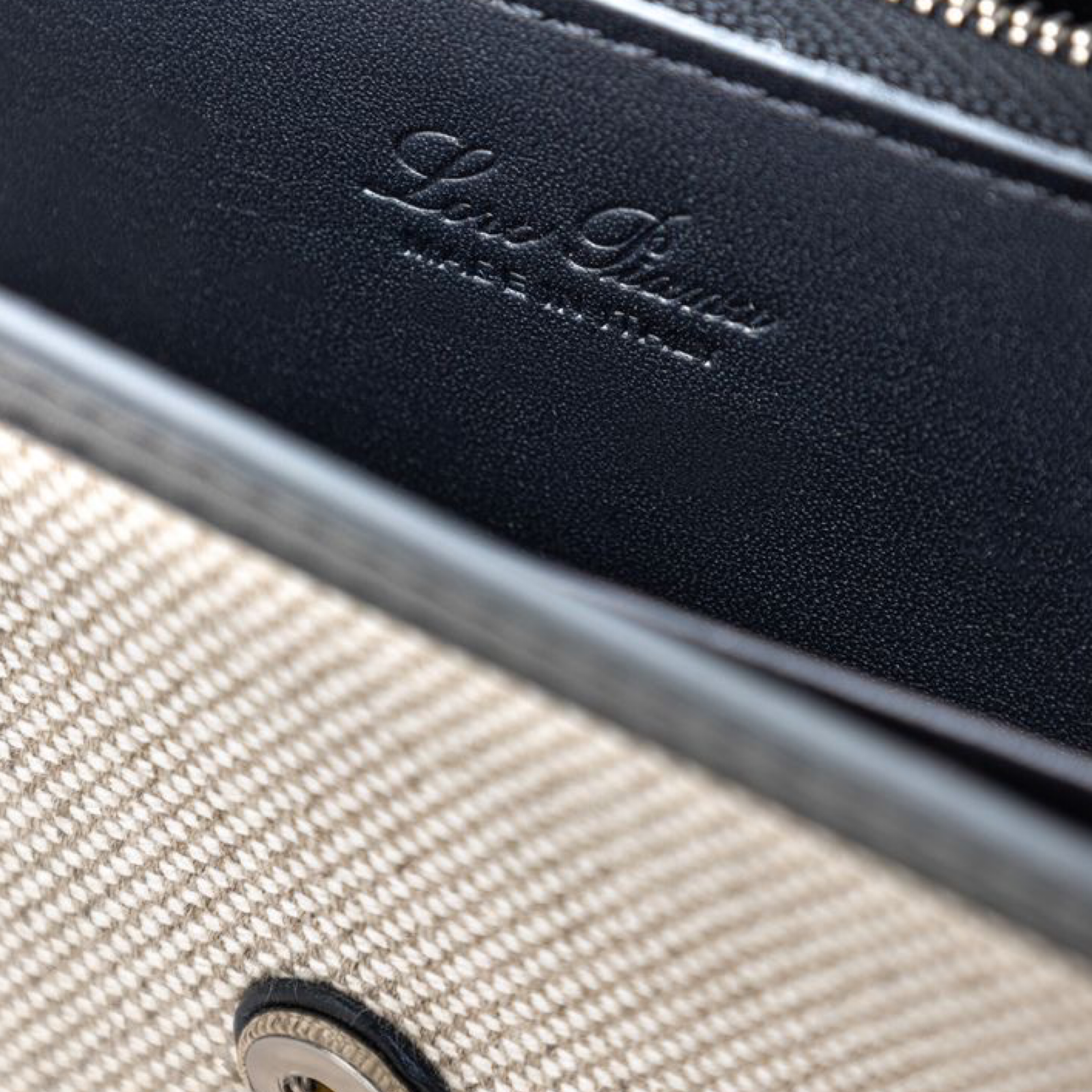 Loro Piana Beige Fabric And Leather Wallet 25MG17 Close-Up