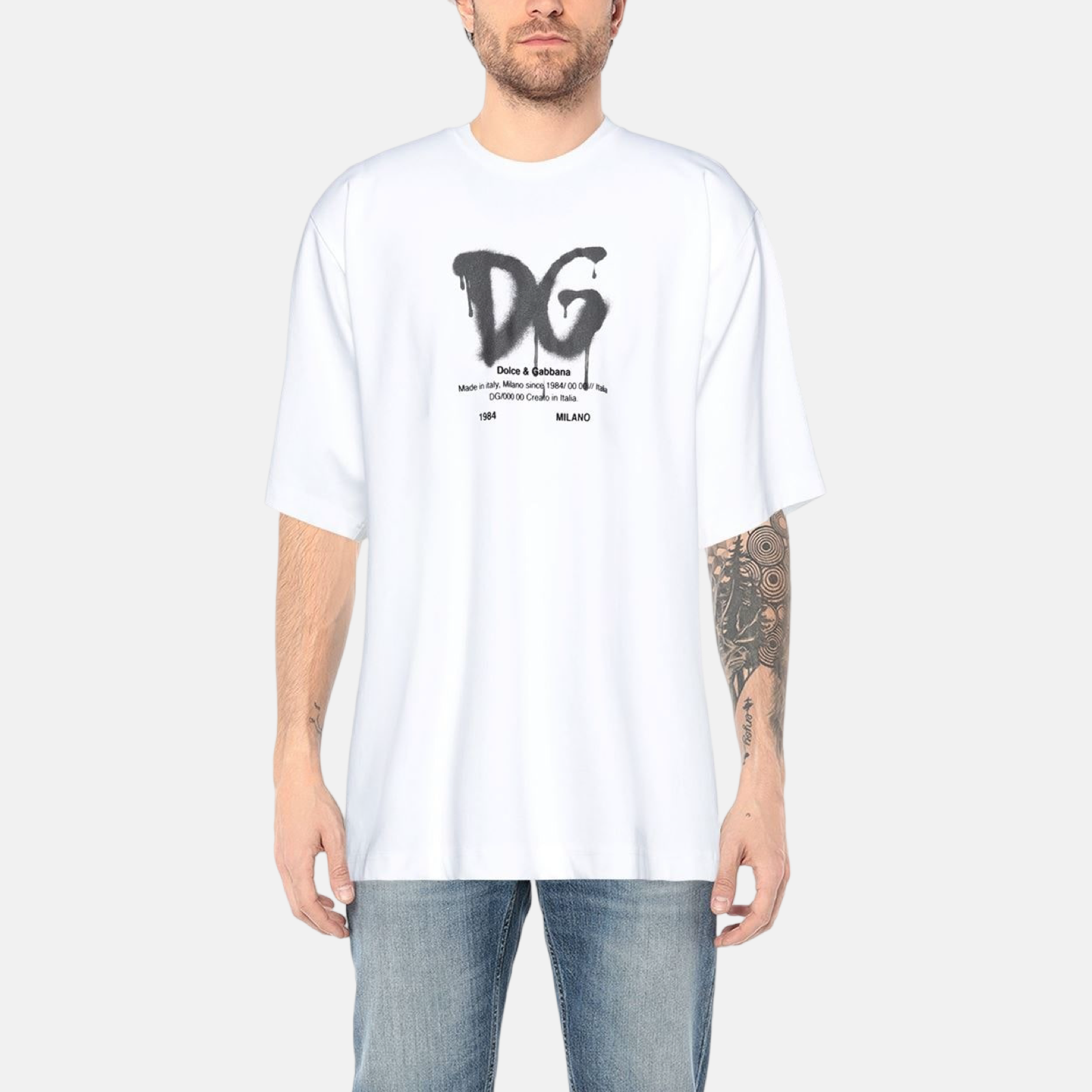 Мъжка бяла тениска Dolce & Gabbana DG Logo Men T-shirt