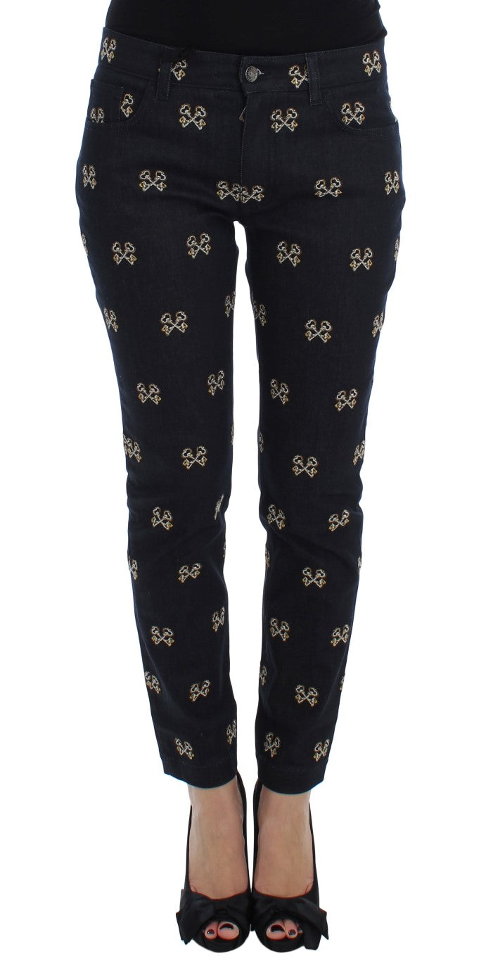 Dolce & Gabbana Елегантни бродирани тесни дънки от деним