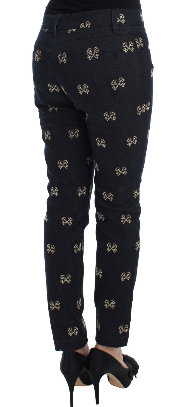 Dolce & Gabbana Елегантни бродирани тесни дънки от деним