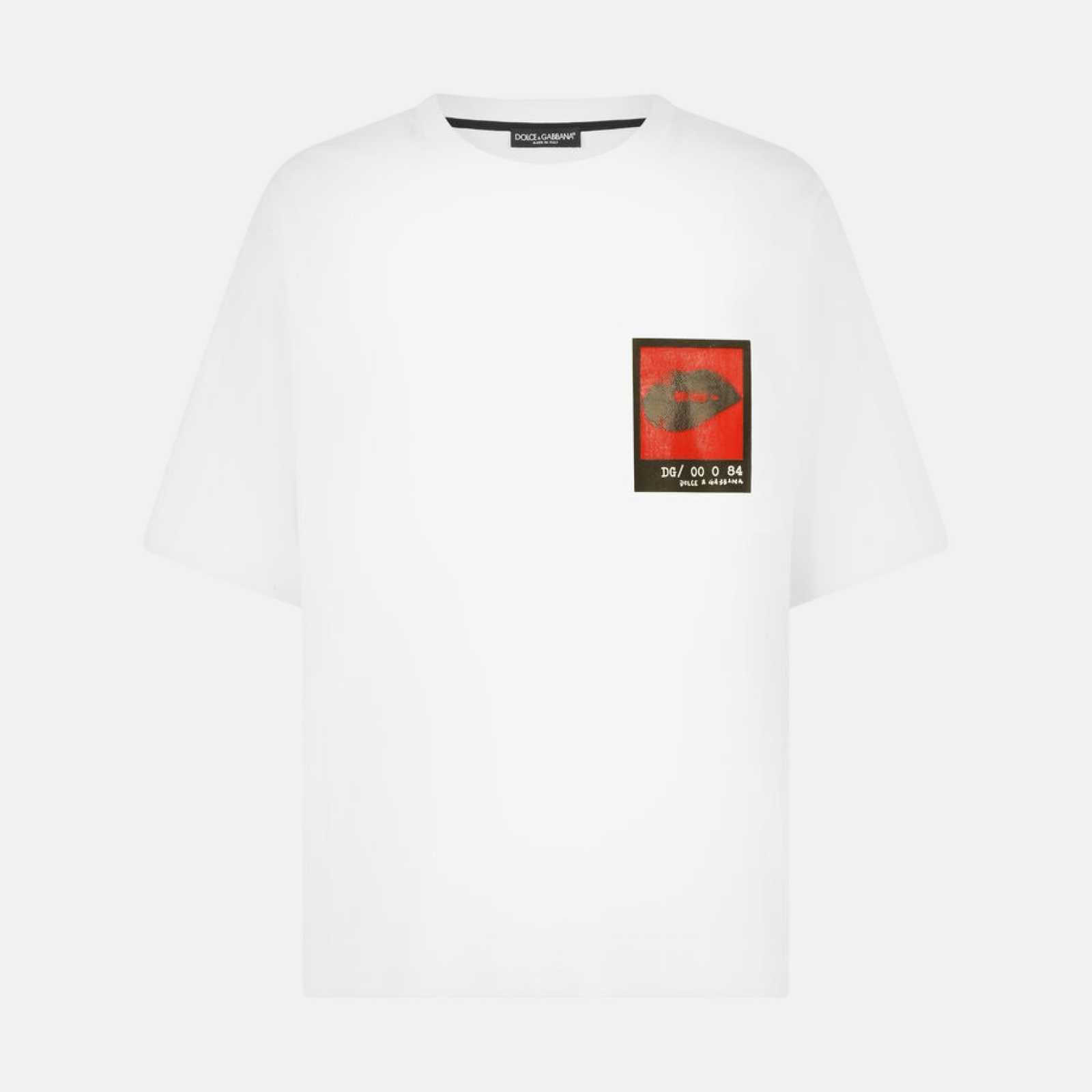 Мъжка бяла тениска Dolce & Gabbana Red Lips Print Men T-shirt