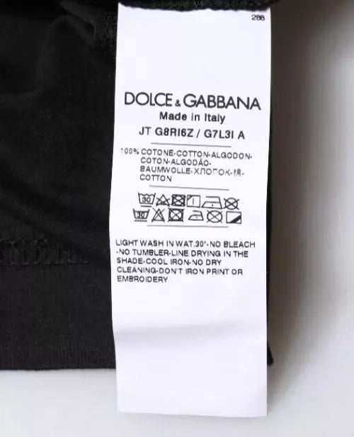 Черна памучна тениска с кръгло деколте и къси ръкави Dolce & Gabbana