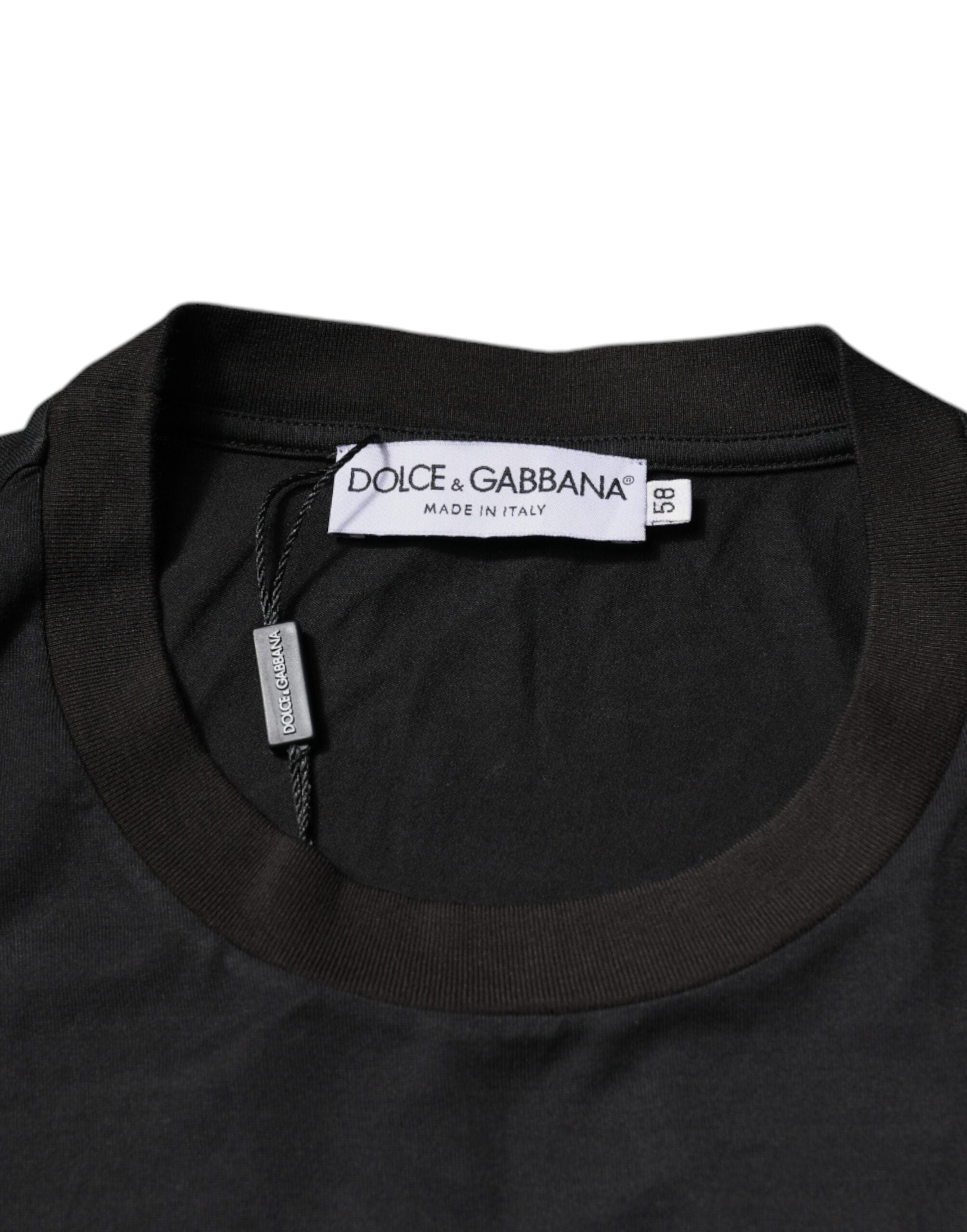 Тениска Dolce & Gabbana с черно лого и кръгло деколте с къси ръкави