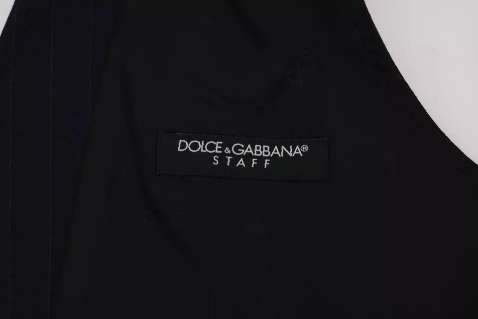 Dolce & Gabbana син жилетка вълнена еластична жилетка STAFF