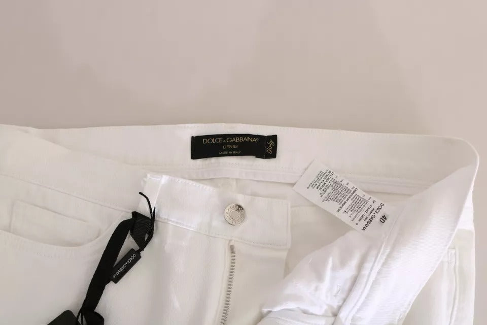 Тесни дънки Dolce & Gabbana, украсени с бели кристали