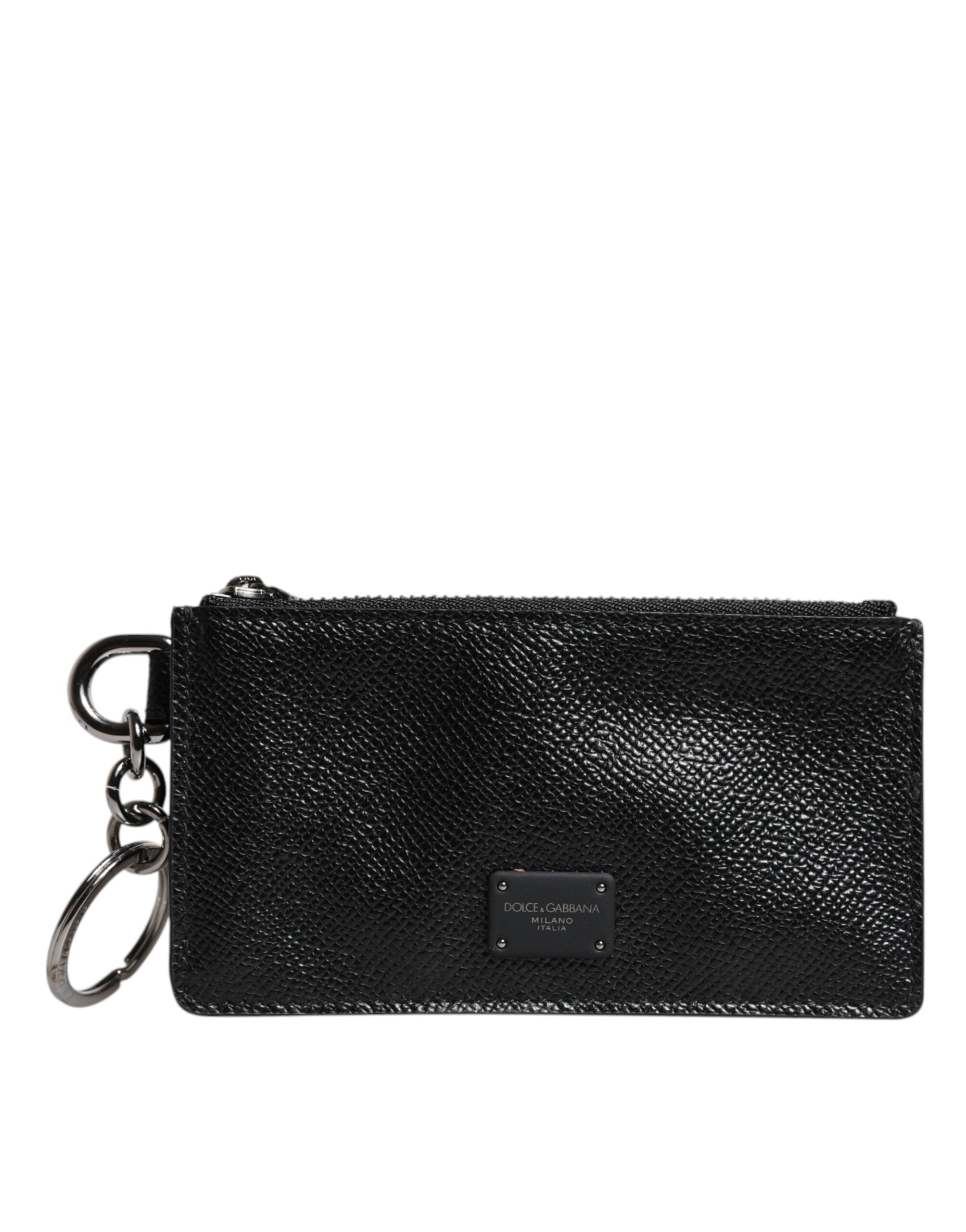 Dolce & Gabbana Черен портфейл от телешка кожа DG Logo Card Holder