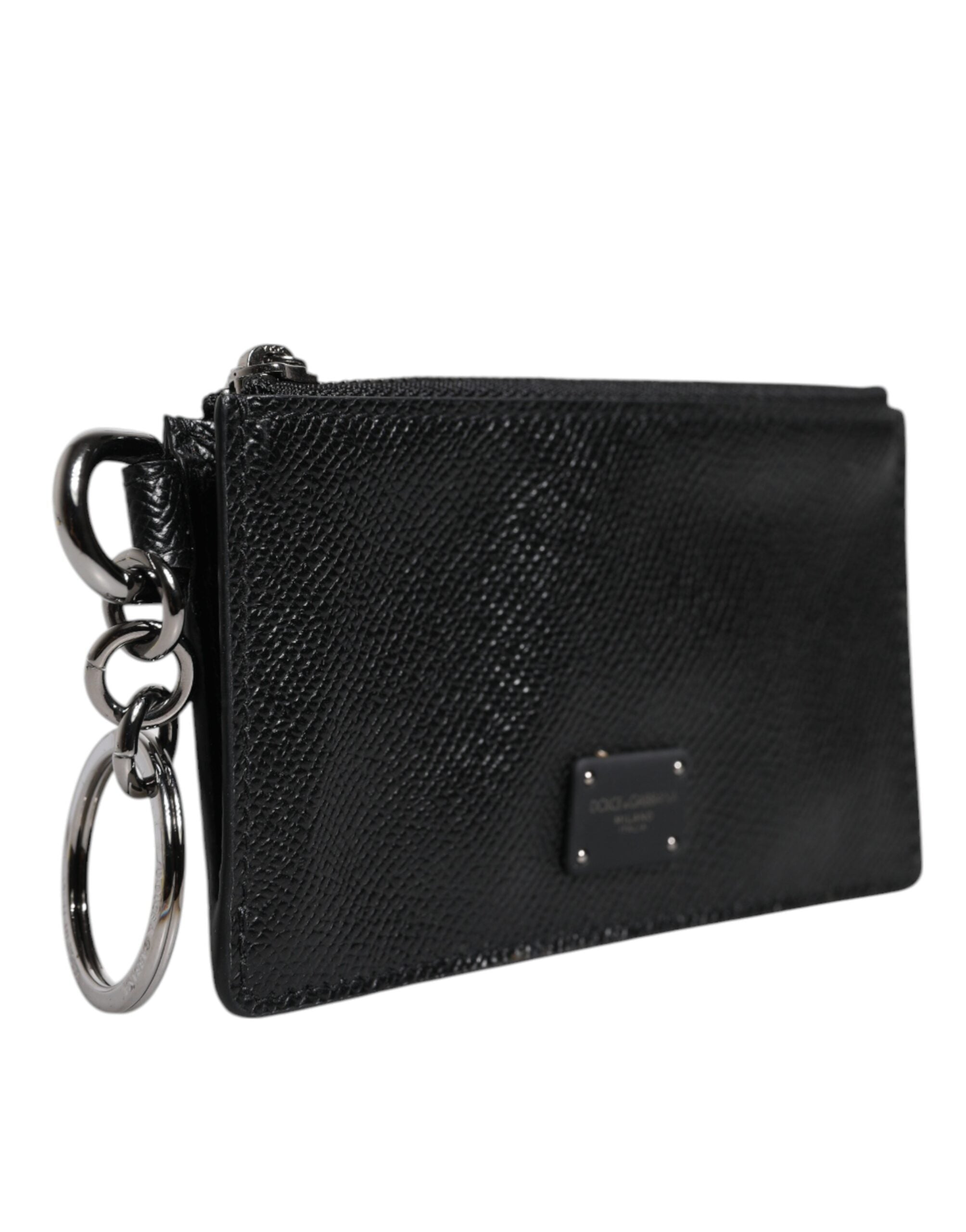 Dolce & Gabbana Черен портфейл от телешка кожа DG Logo Card Holder