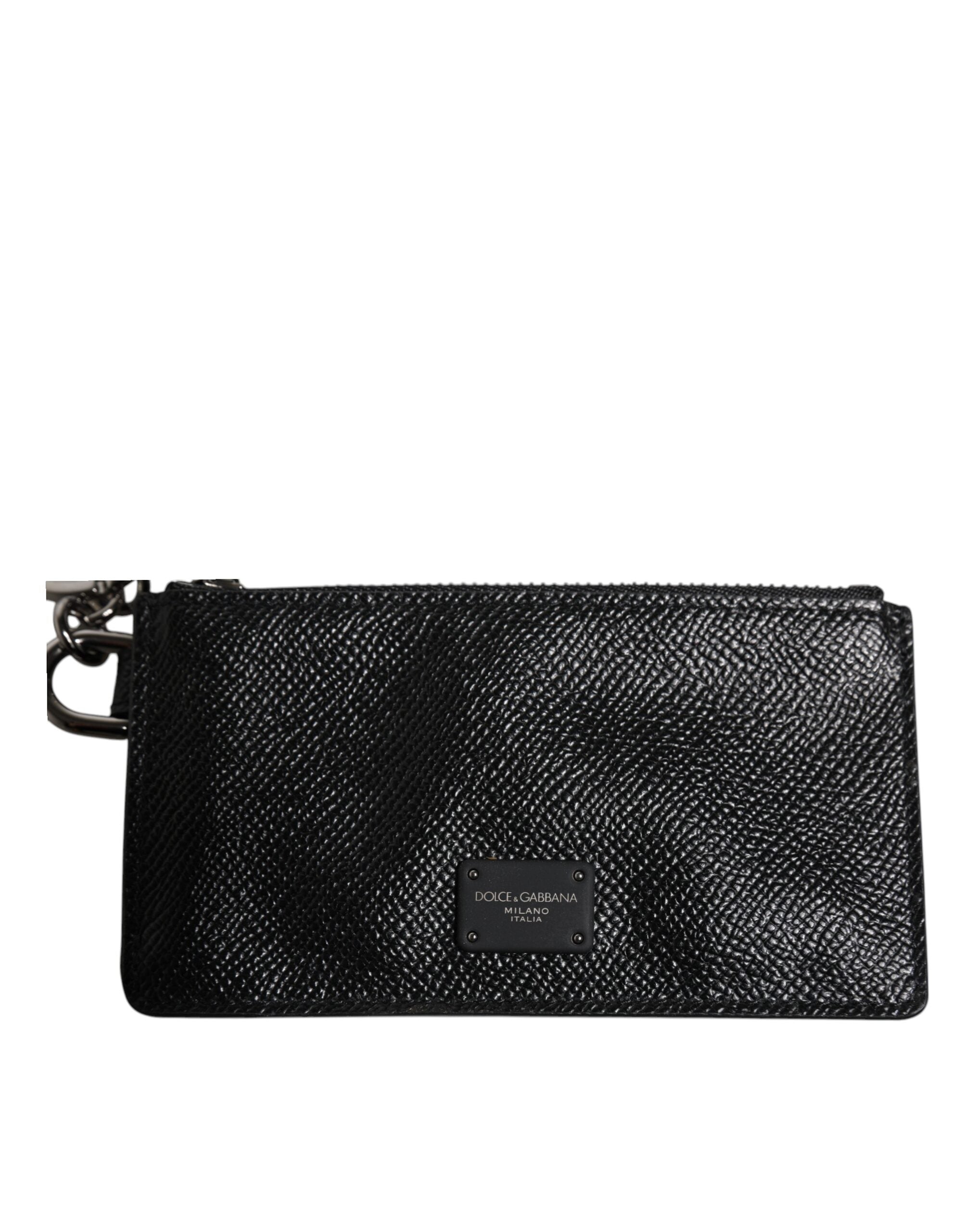 Dolce & Gabbana Черен портфейл от телешка кожа DG Logo Card Holder