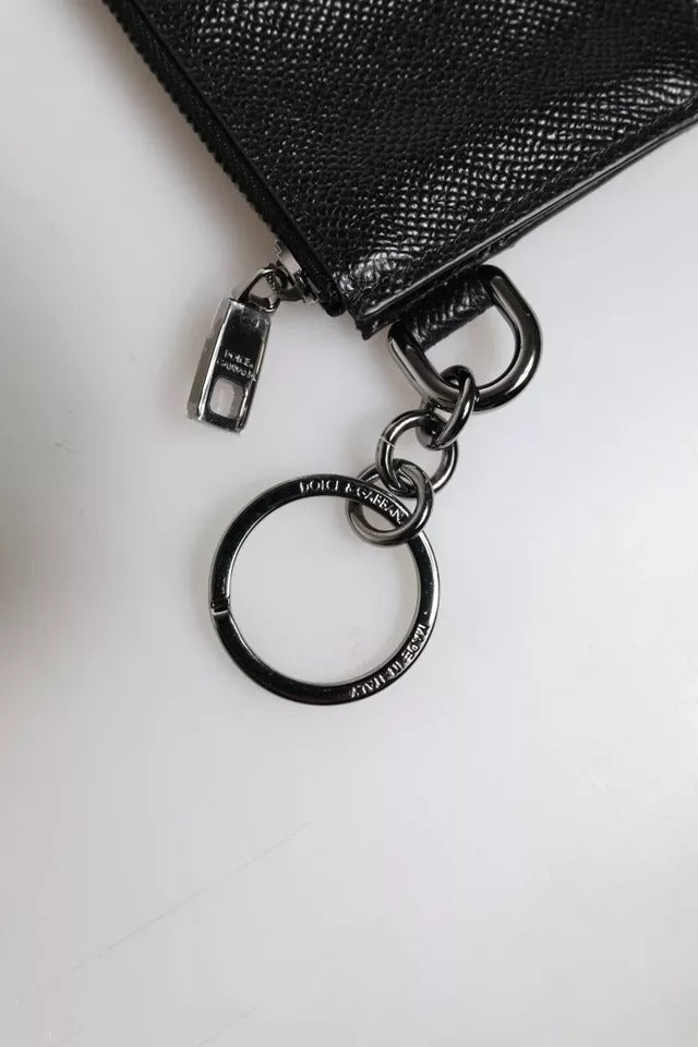 Dolce & Gabbana Черен портфейл от телешка кожа DG Logo Card Holder