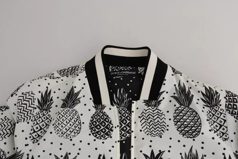 Dolce & Gabbana Бяло яке с черен ананас бомбър