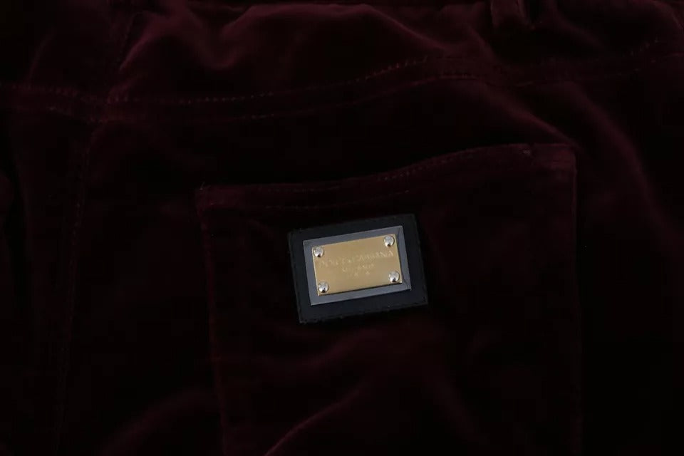 Dolce & Gabbana Bordeaux Velvet Stretch Slim Pantants