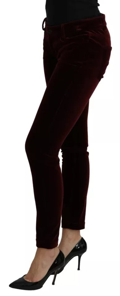 Dolce & Gabbana Bordeaux Velvet Stretch Slim Pantants