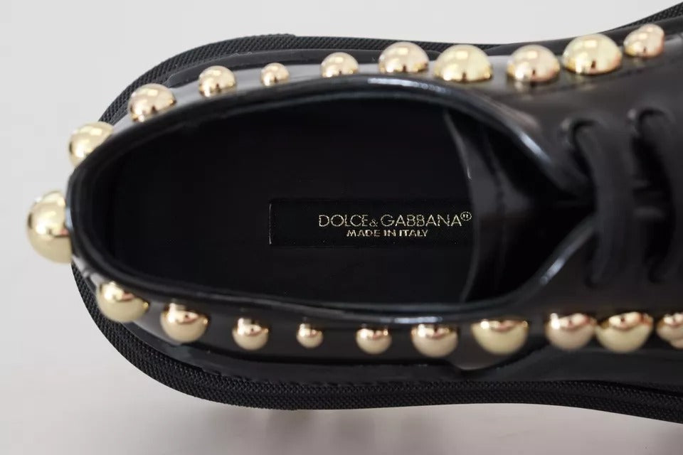 Dolce & Gabbana черни кожени трекинг дерби обувки, украсени