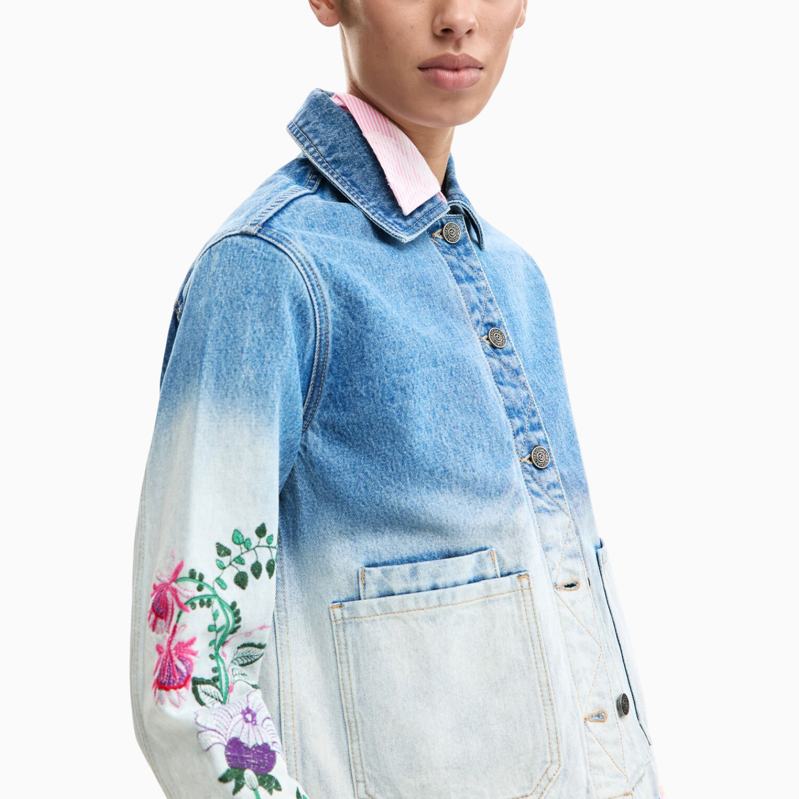 Дамско дънково яке Desigual Women Denim Jacket 26SWED16 5053 Side View