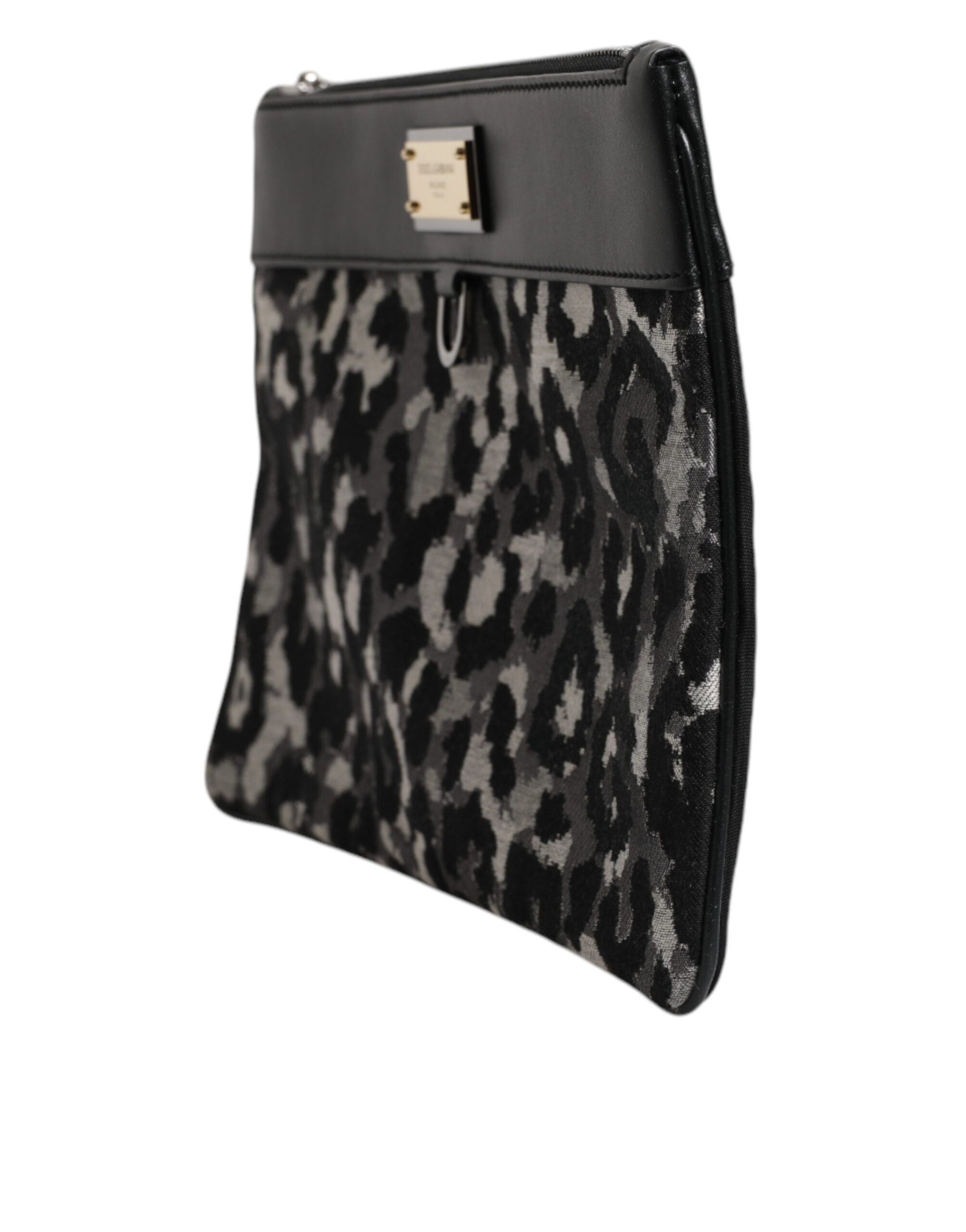 Dolce & Gabbana Multicolor Leopard Jacquard Logo Plaque Мъжка чантичка