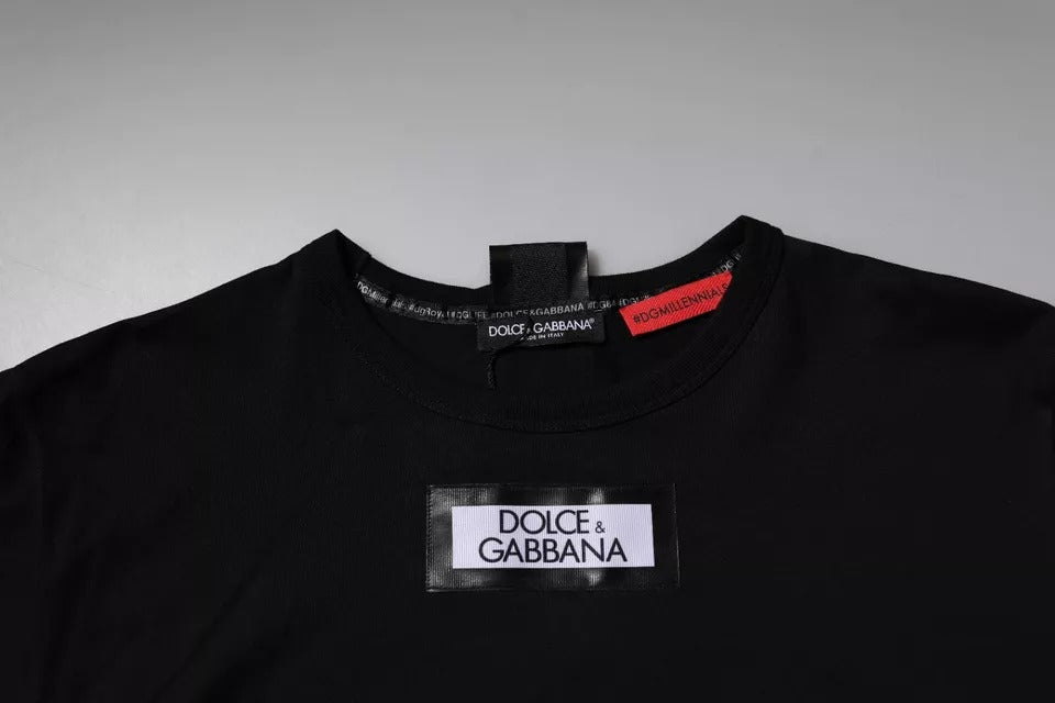 Dolce & Gabbana Черна тениска с кръгло деколте #DGMILLENNIALS
