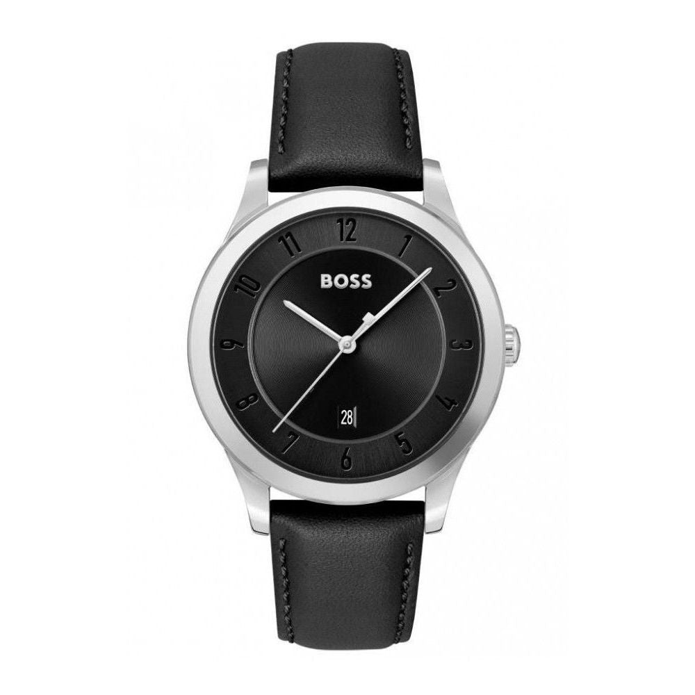 Черен кожен часовник Hugo Boss