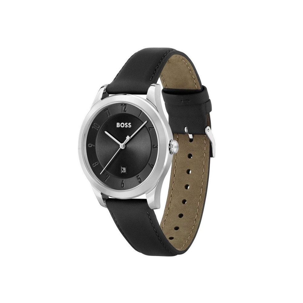 Черен кожен часовник Hugo Boss