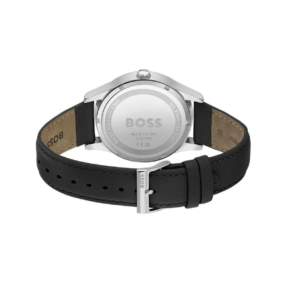 Черен кожен часовник Hugo Boss
