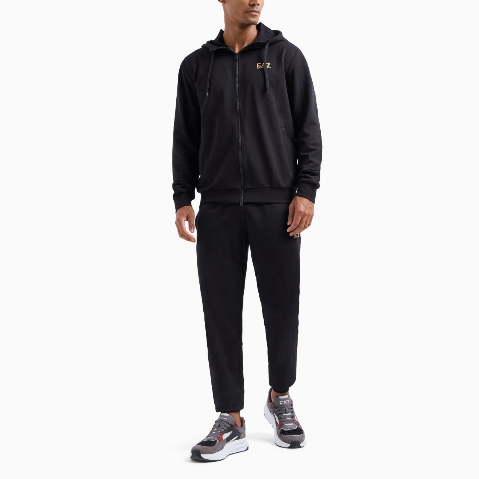 Мъжки черен спортен екип EA7 Emporio Armani Men Tracksuit 8NPV63 PJVRZ 0208 Front View