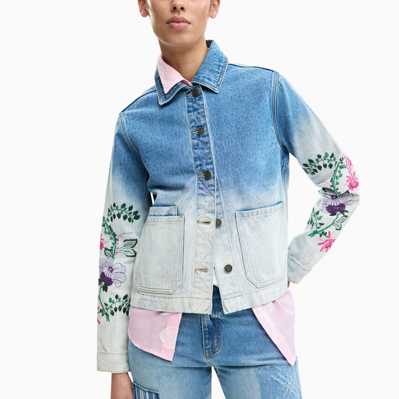 Дамско дънково яке Desigual Women Denim Jacket 26SWED16 5053 Front View
