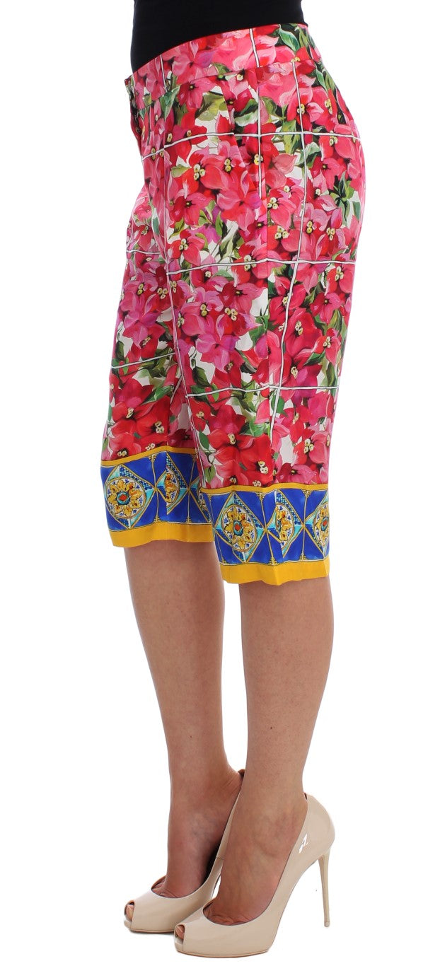 Dolce & Gabbana многоцветен копринен панталон с флорални капри